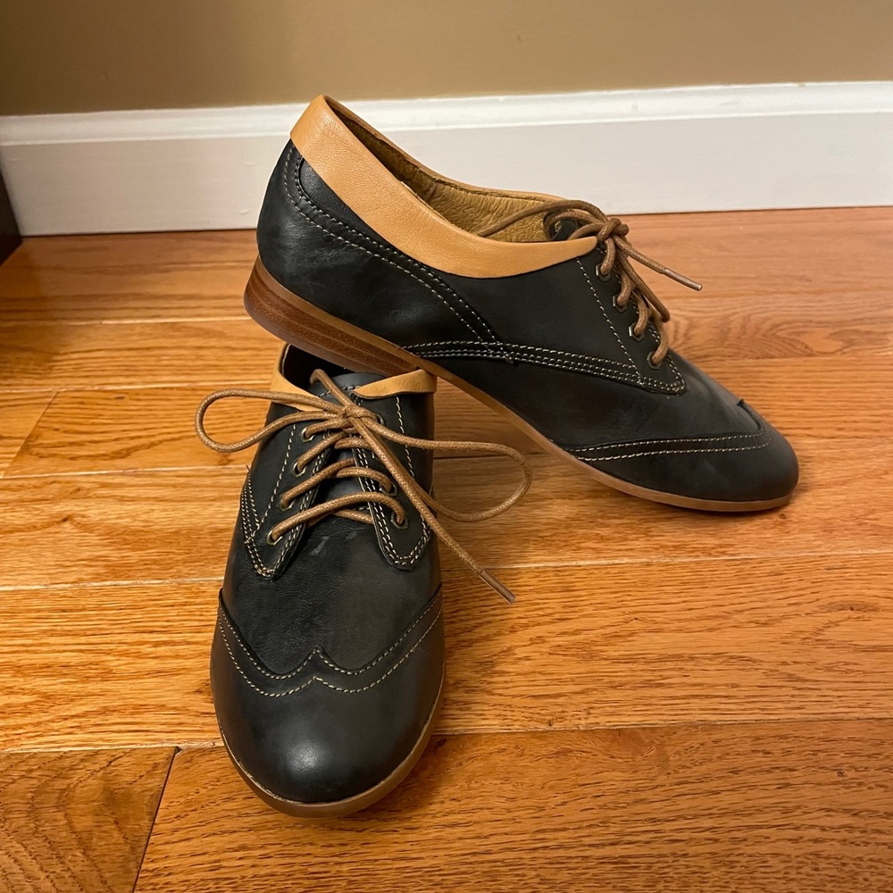 NIB Juil Kama Leather Oxfords Shoes Black Lace up